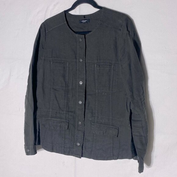 Olsen Europe Green  Linen Utility Style Light Jacket M/L - Picture 2 of 15